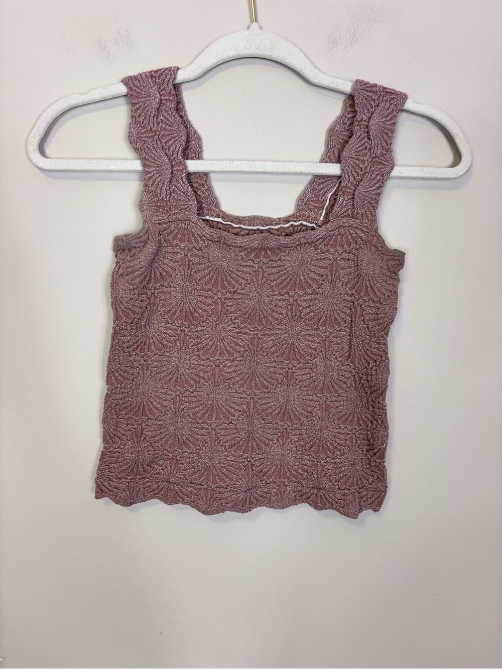 Free People Textured Smocked Square-Neck Tank - Mauve M/L